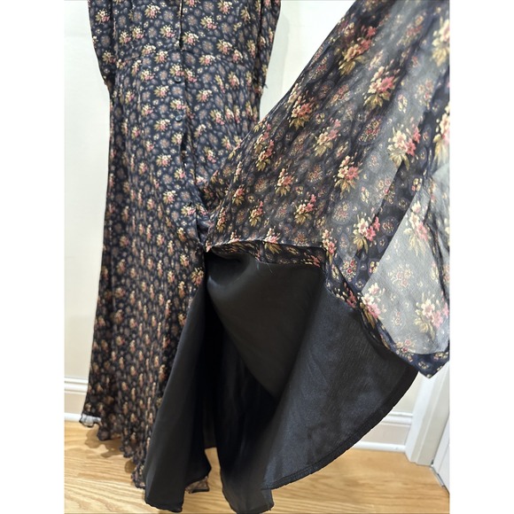 Ralph Lauren 100% Silk Long Floral Print FrontButton Down Sleeveless Dress Sz 14 - Picture 8 of 14